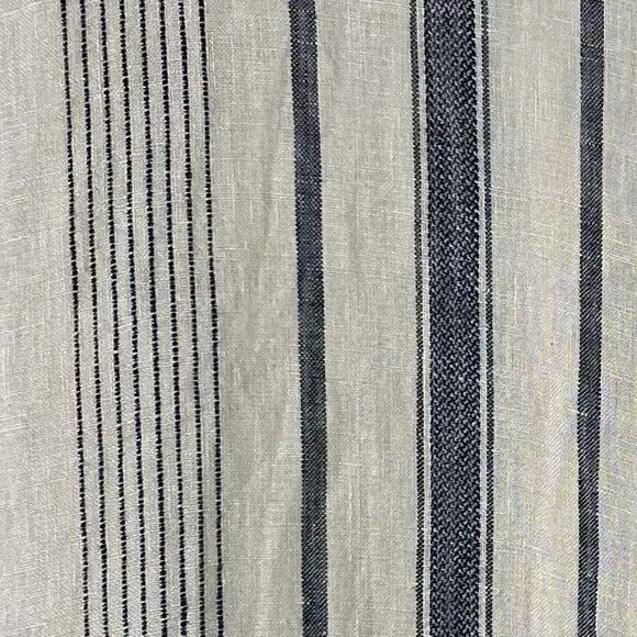 Free People x CP Shades Linen Striped Button Up Shirt Top Tan Navy Blue Sz. S - Picture 9 of 13